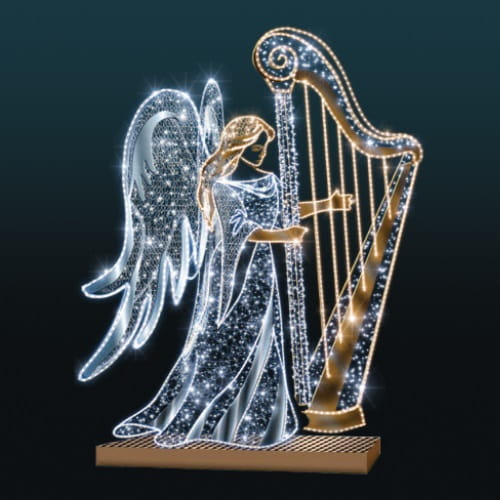Giant Pre-Lit LED Harp Angel – Certified Lights