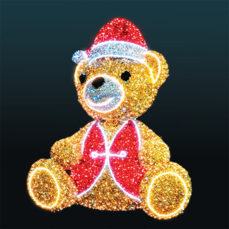 Giant Pre-Lit LED Teddy Bear with Santa Hat – Certified Lights